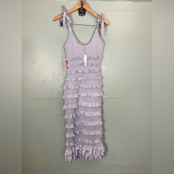 V Chapman Lotus Ruffle Body Con Ruffle Stretch Midi Size‎ 0 - Picture 3 of 6